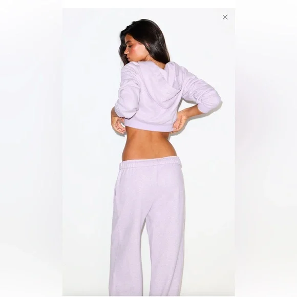 SOLD DO NOT BUY SKIMS Purple Heather Cotton Fleece Hoodie MEDIUM+ Matching Pant - Picture 8 of 10